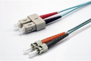 10m SC-UPC/ST-UPC 50/125 OM3 2.0mm LS0H aqua zip cord